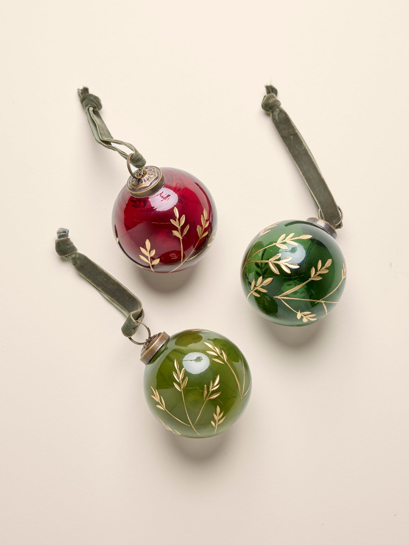 Boule de Noël en verre peinte à la main par lot de 3