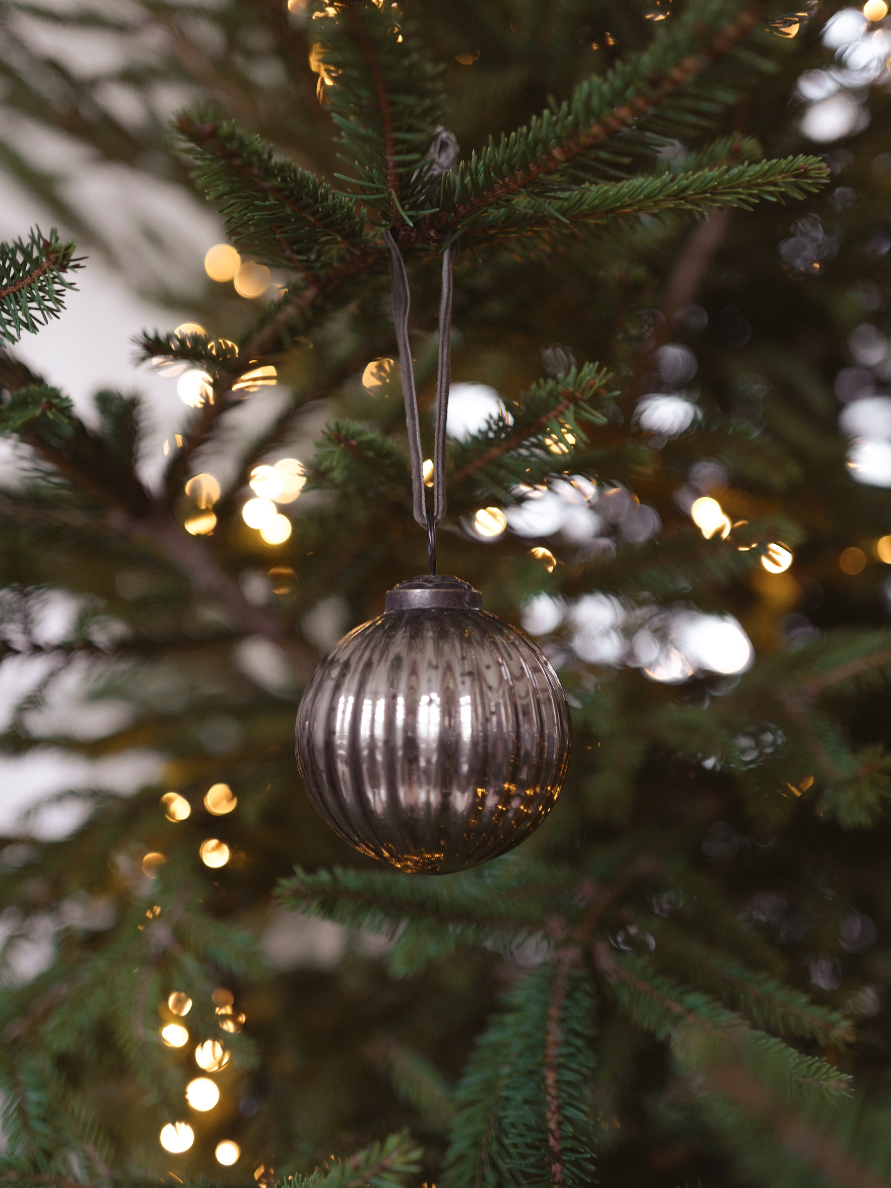 Boule de Noël en verre strié par lot de 3