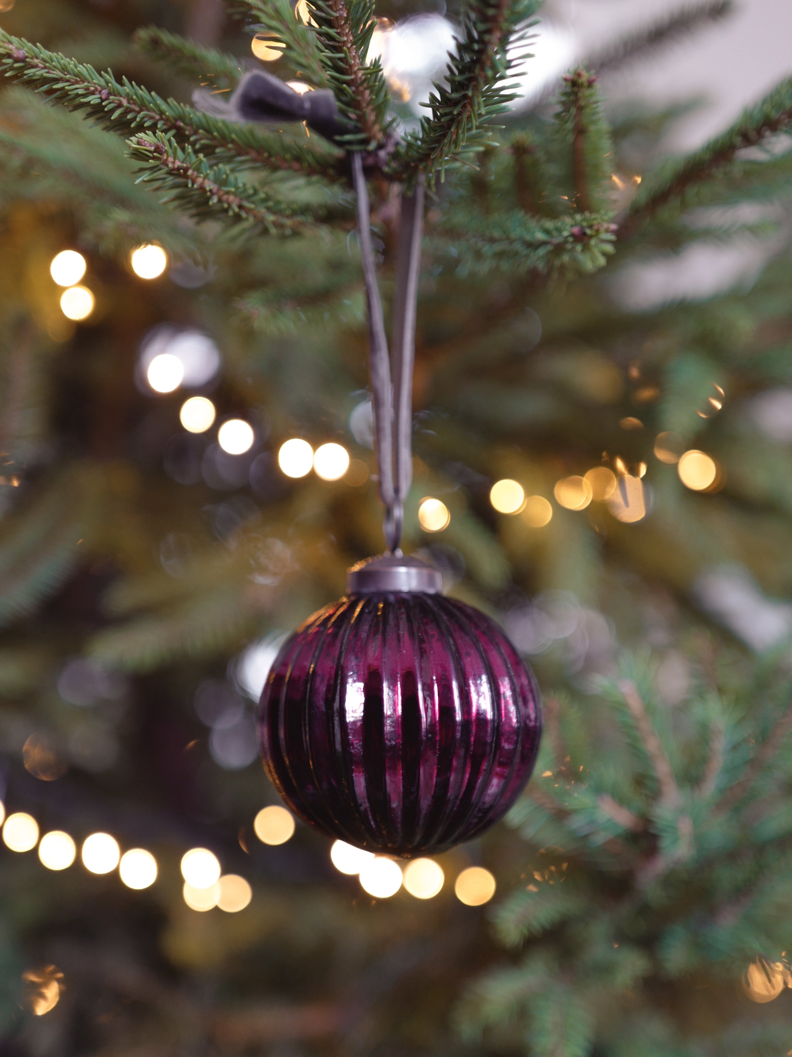 Boule de Noël en verre strié par lot de 3
