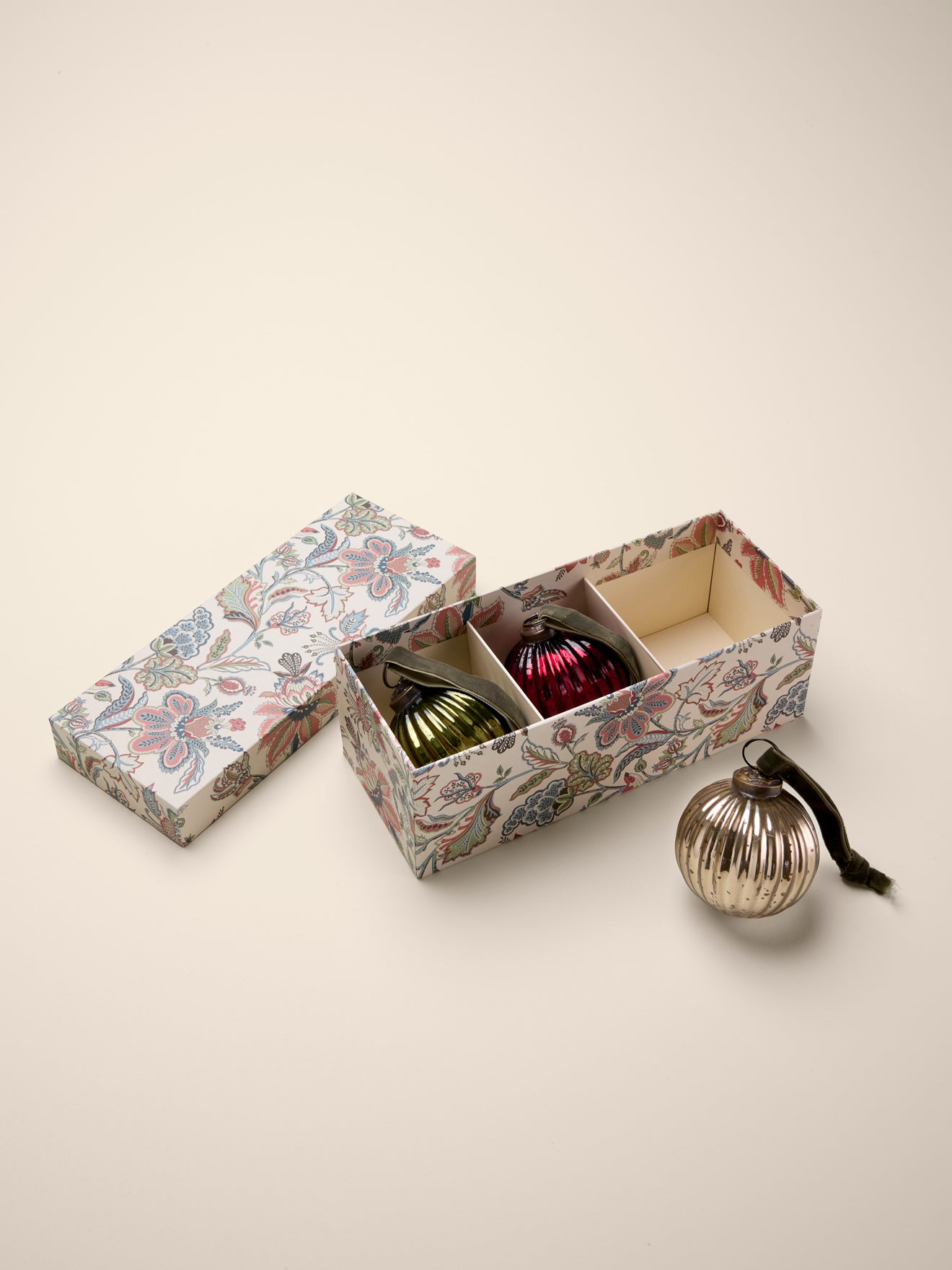 Boule de Noël en verre strié par lot de 3