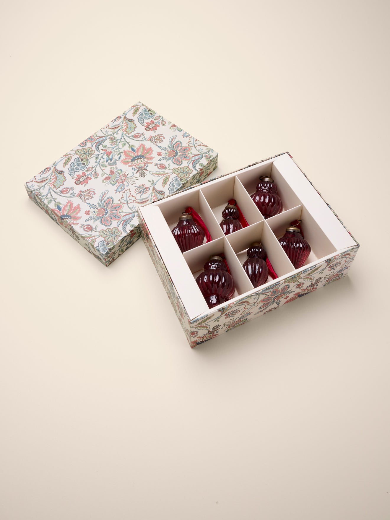 Baumschmuck aus geripptem Glas, 6er-Set