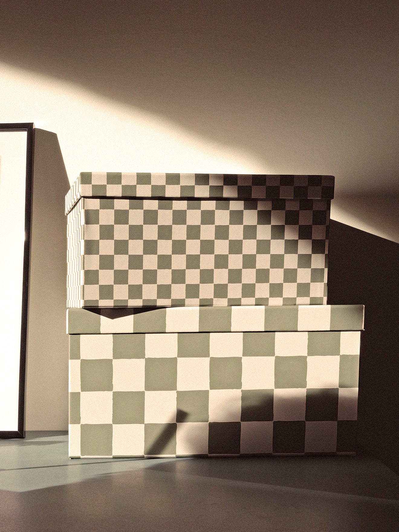 Aufbewahrungsboxen mit Schachbrettmuster im 2er-Set