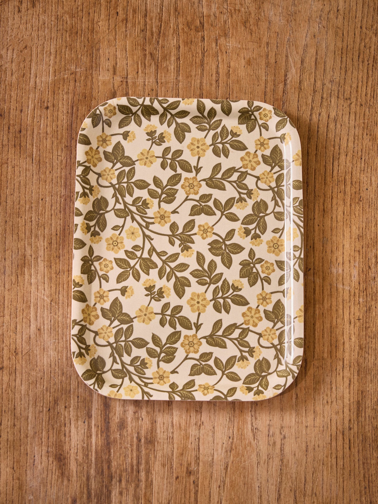 Holztablett mit Blumenmotiv