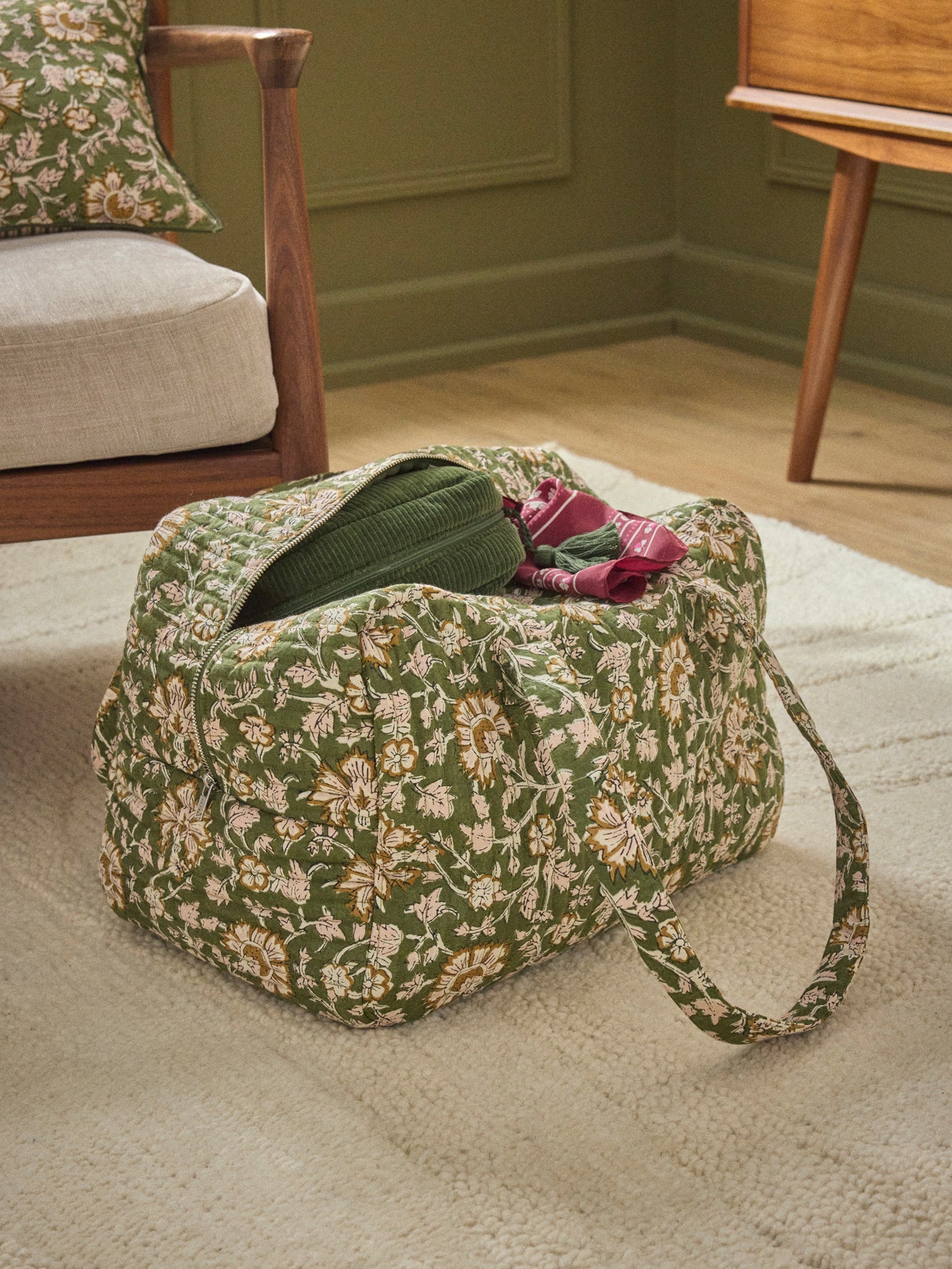 Sac week-end matelassé en tissu indien Anika