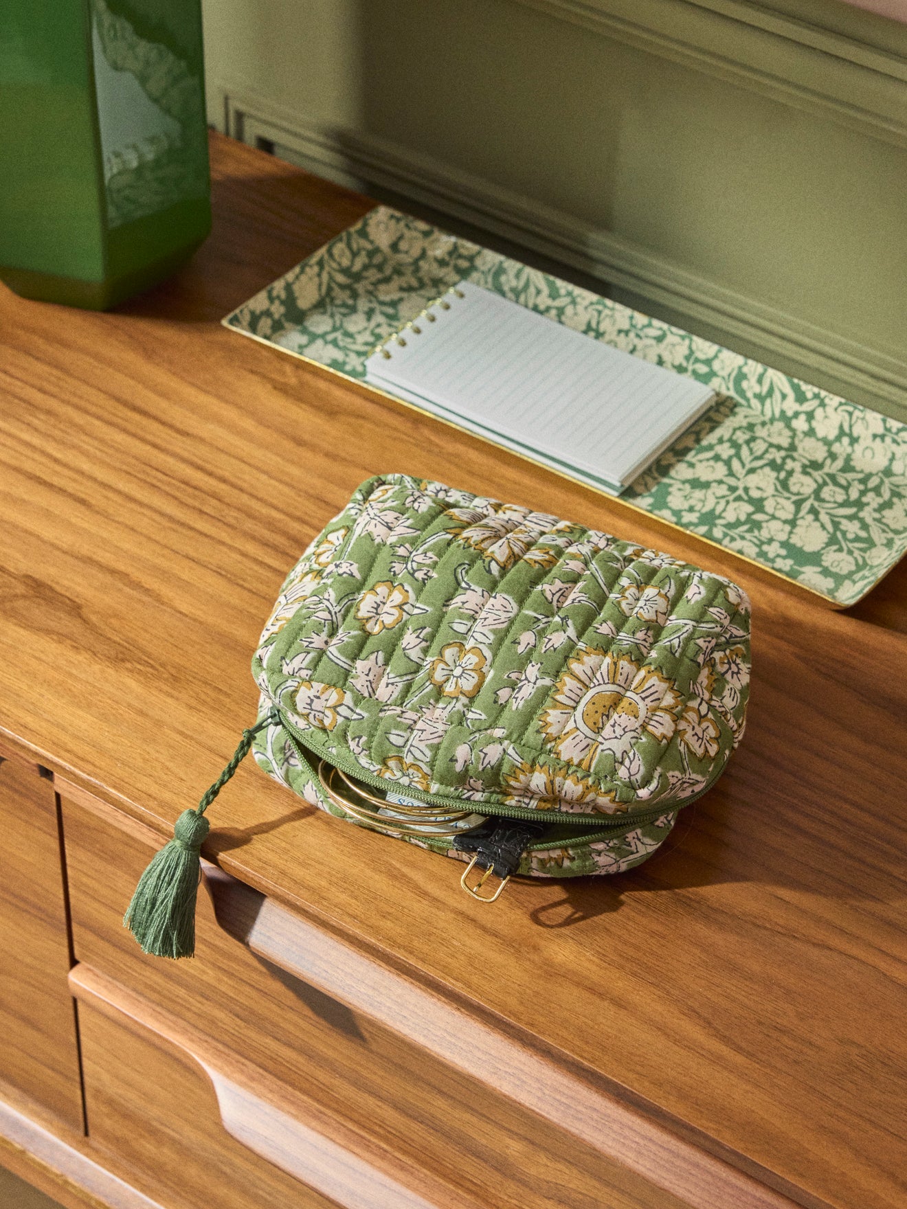 Trousse de toilette matelassée en tissu indien