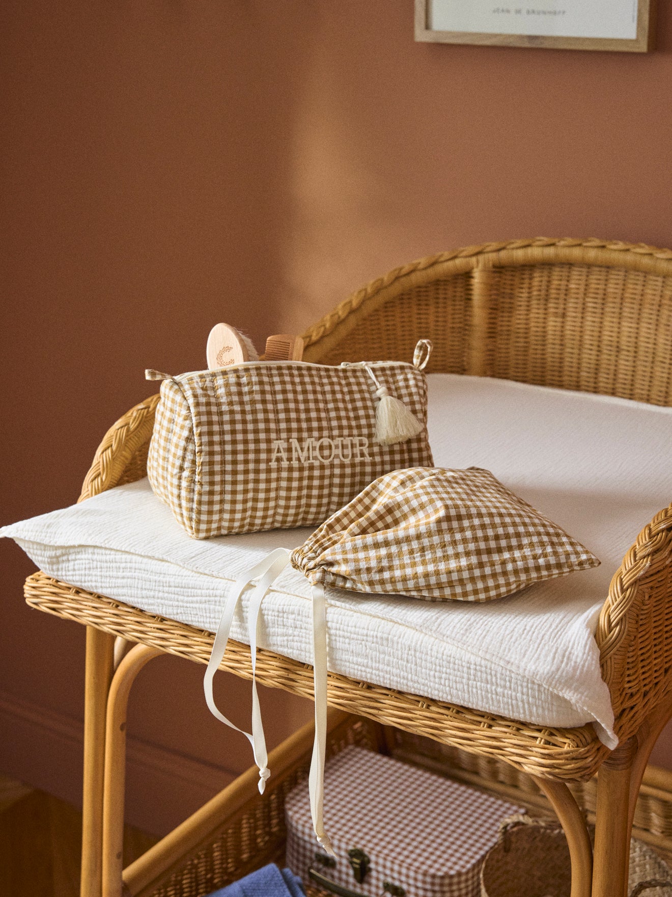 Trousse de toilette en coton vichy