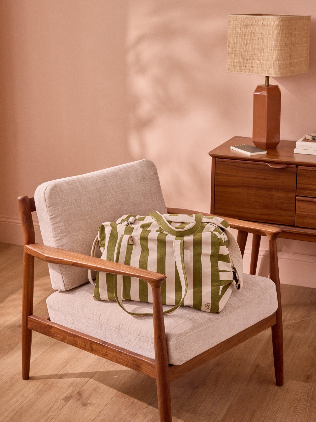 Wochenendtasche aus gestreiftem Canvas