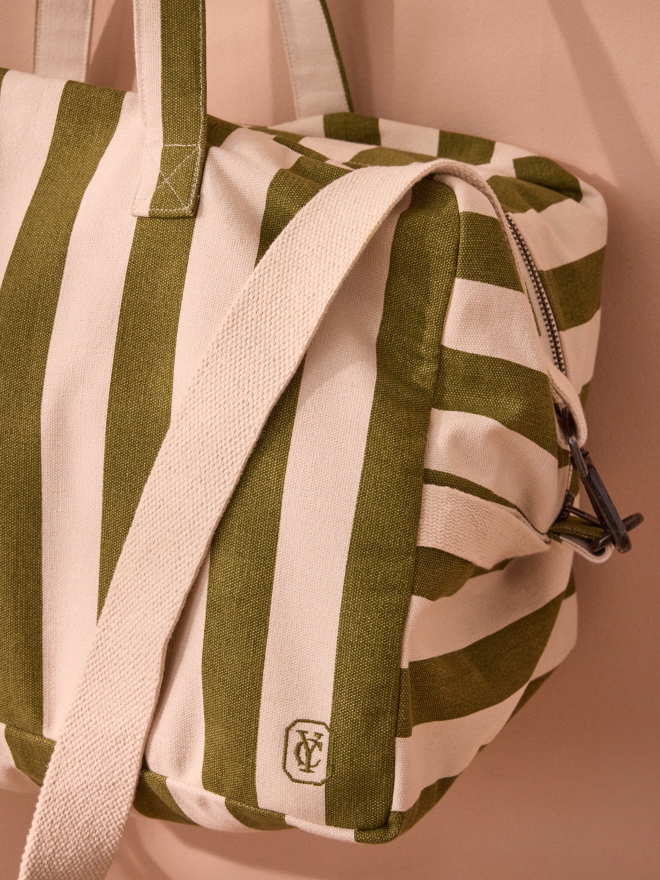 Wochenendtasche aus gestreiftem Canvas