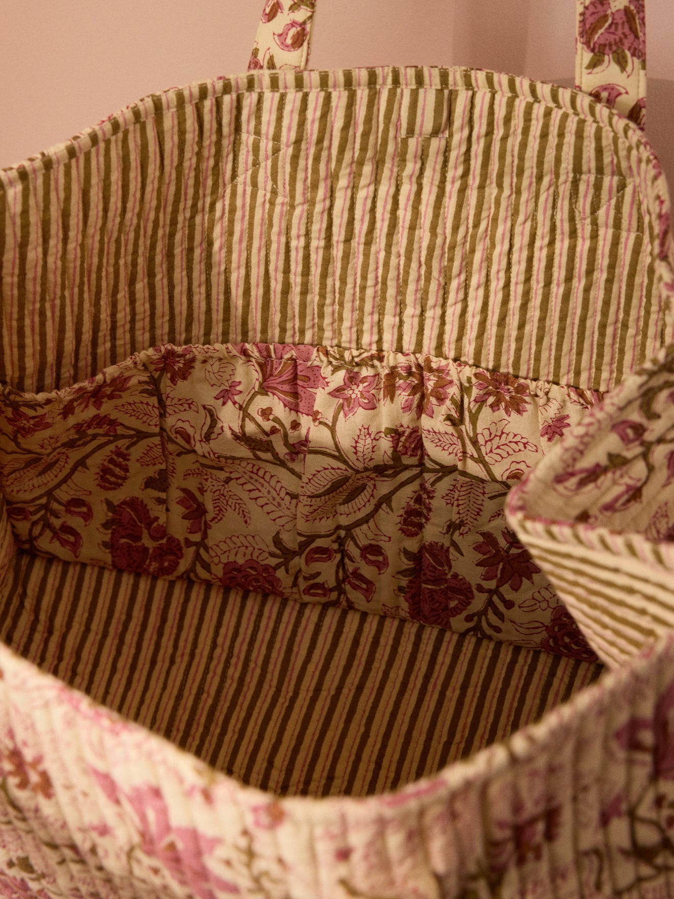 Sac cabas matelassé imprimé indien