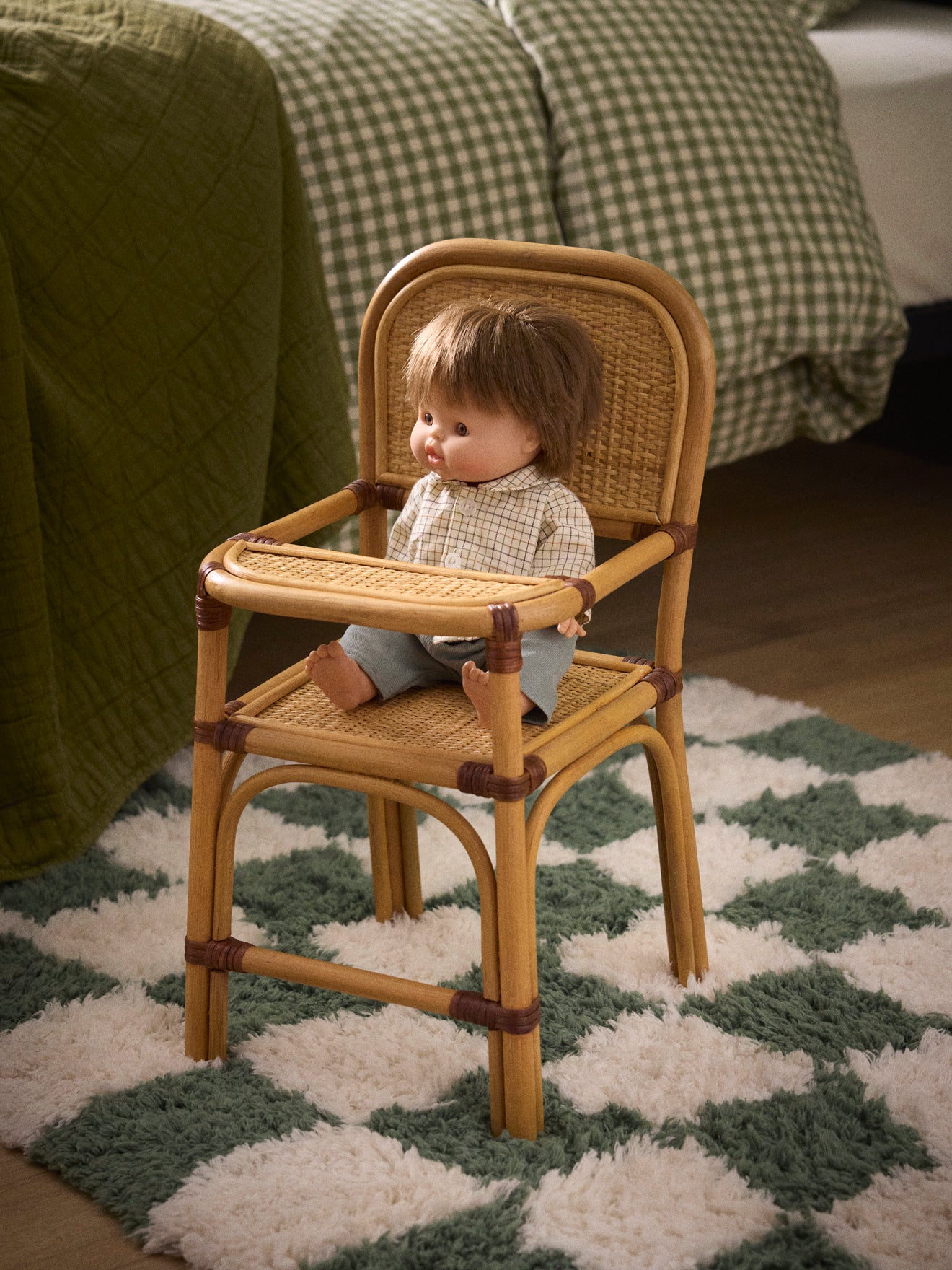 Hochstuhl aus Rattan für Puppen