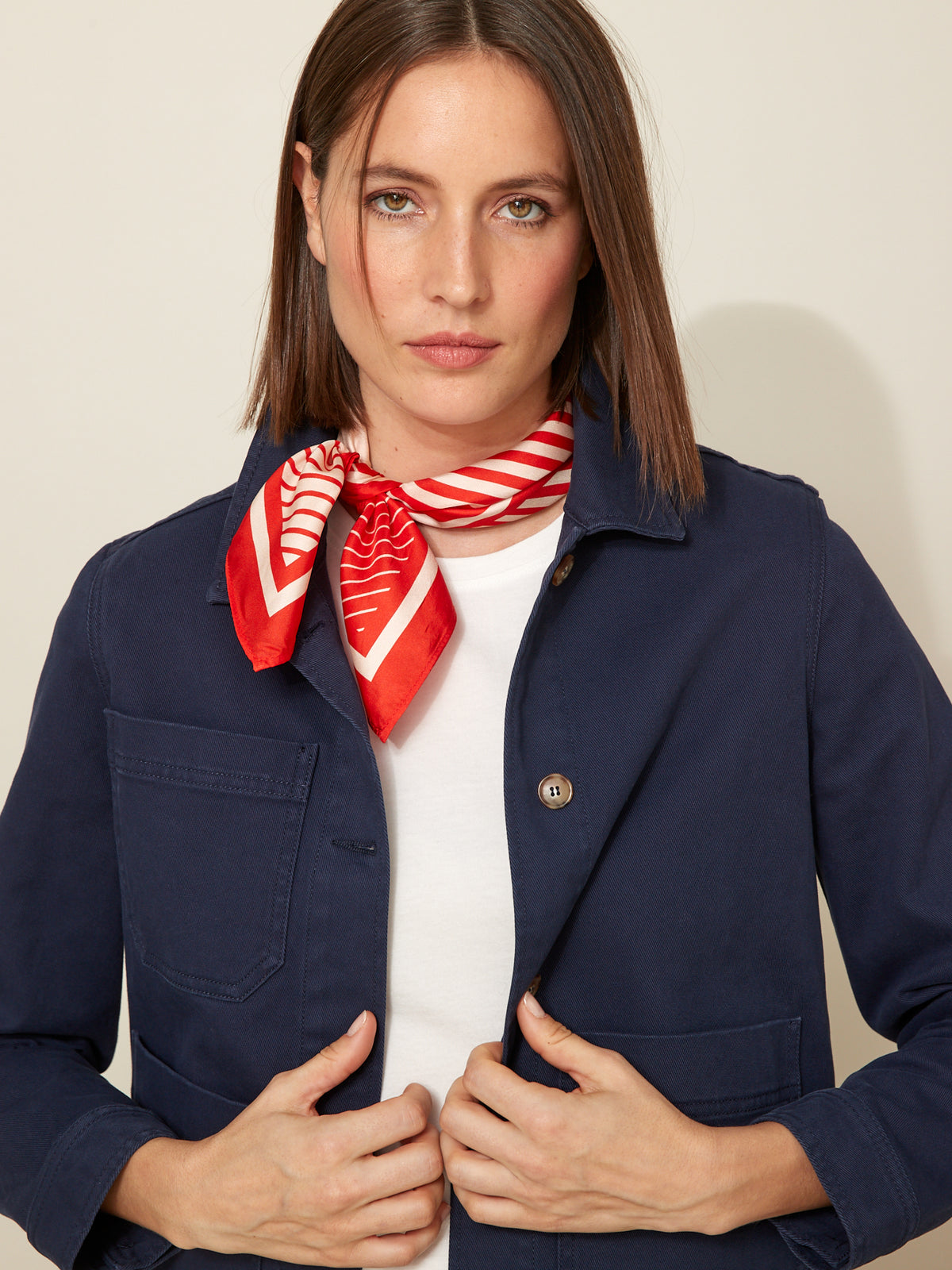Carré bandana rayé femme