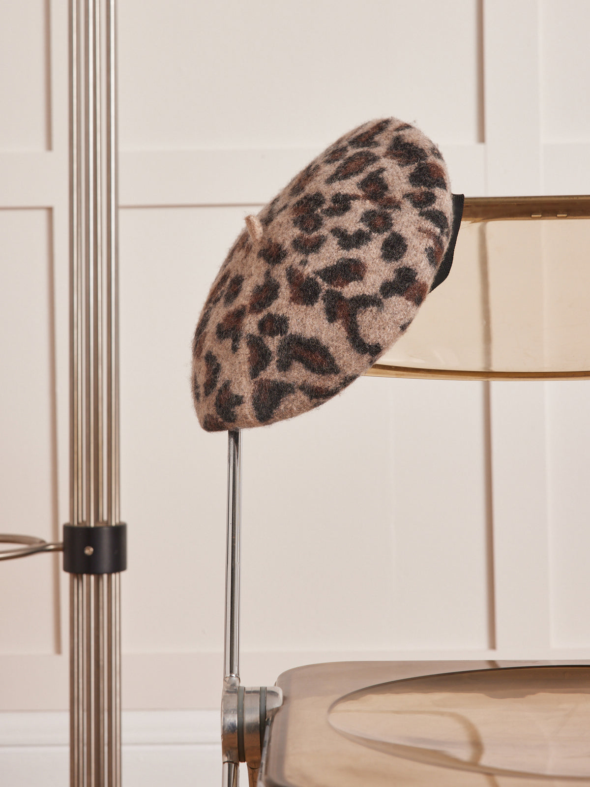 Béret imprimé léopard femme en laine