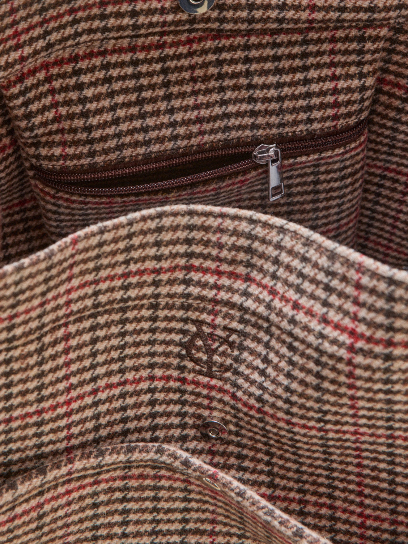 Damen-Shopper aus Wollstoff mit Hahnentrittmuster