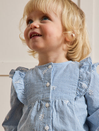 Blouse brodée en vichy bébé