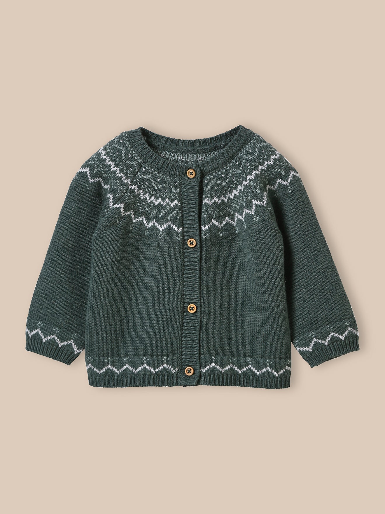 Baby-Strickjacke aus Wolle mit Jacquard-Muster
