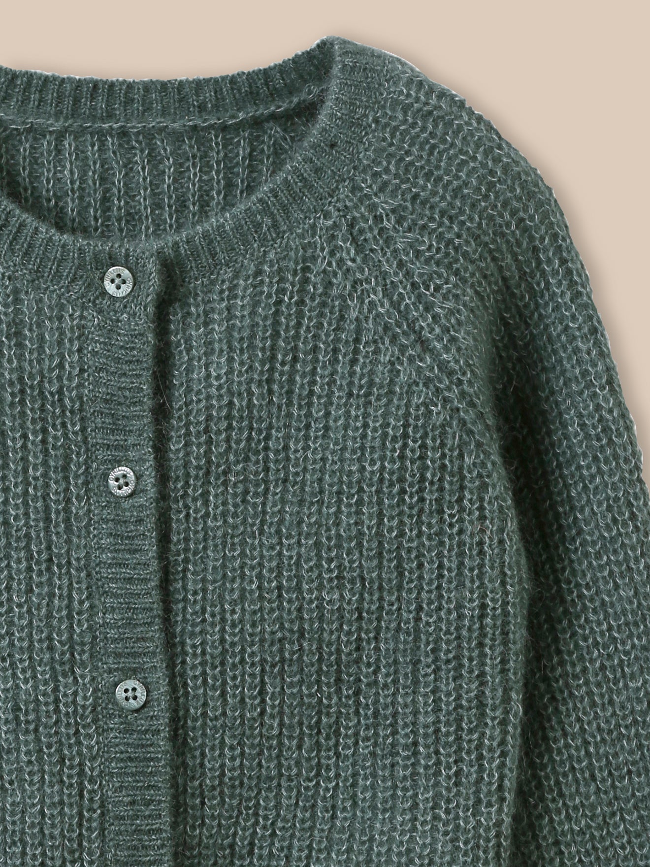 Baby-Cardigan aus Perlmuster-Strick, Wolle und Mohair
