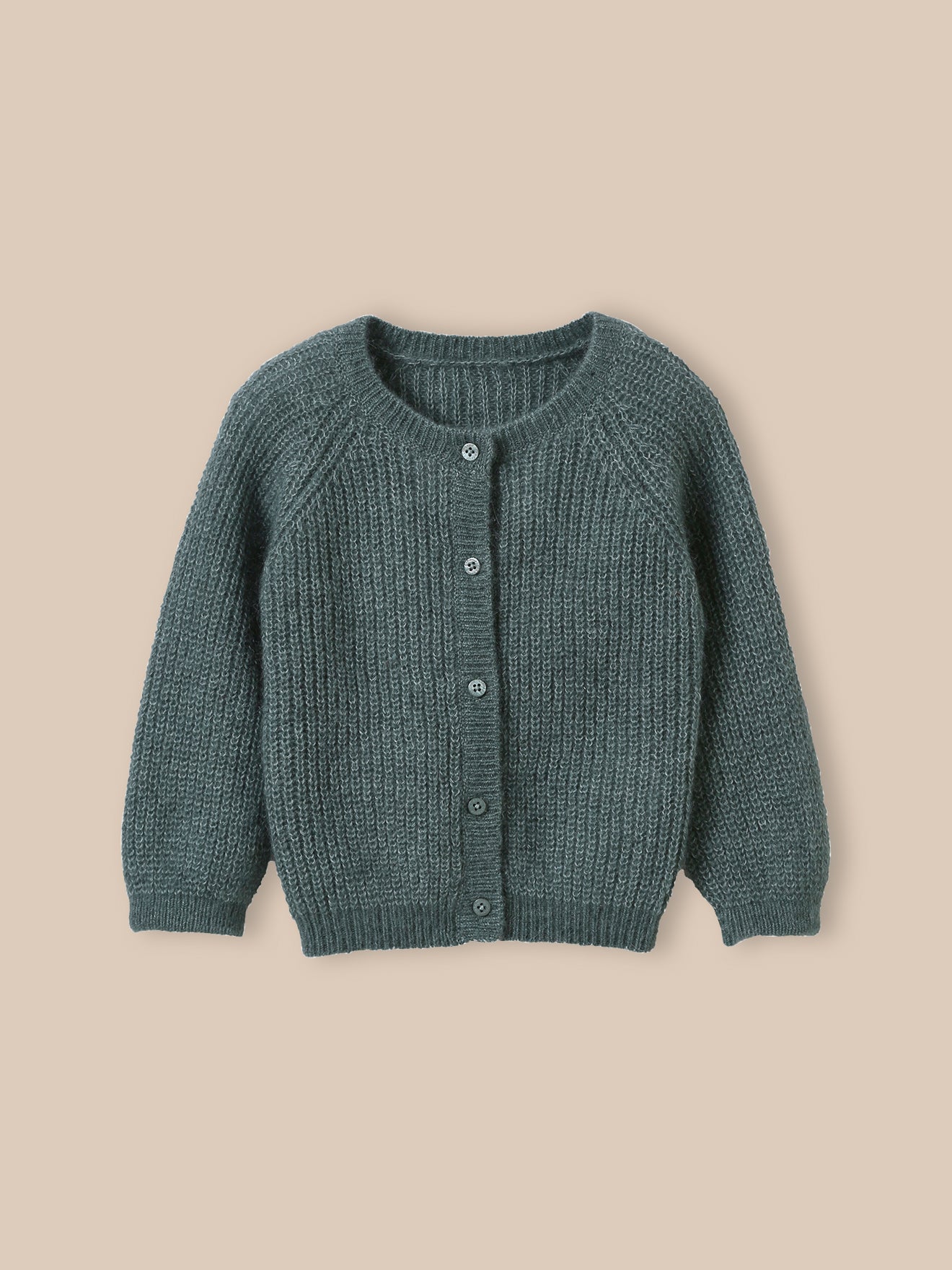 Baby-Cardigan aus Perlmuster-Strick, Wolle und Mohair