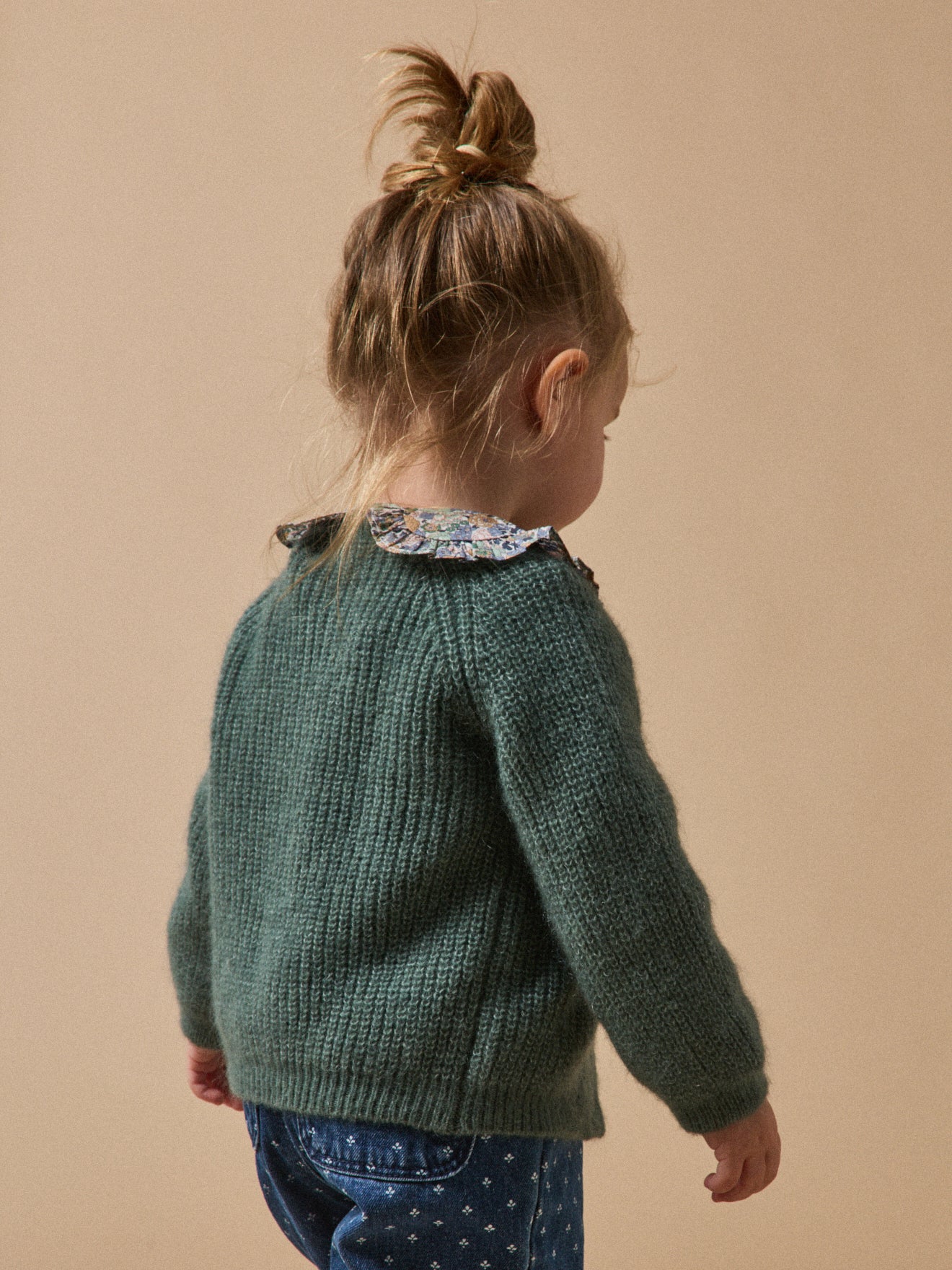 Baby-Cardigan aus Perlmuster-Strick, Wolle und Mohair