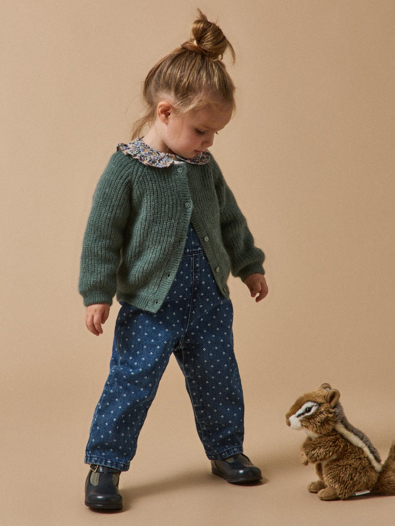 Baby-Cardigan aus Perlmuster-Strick, Wolle und Mohair