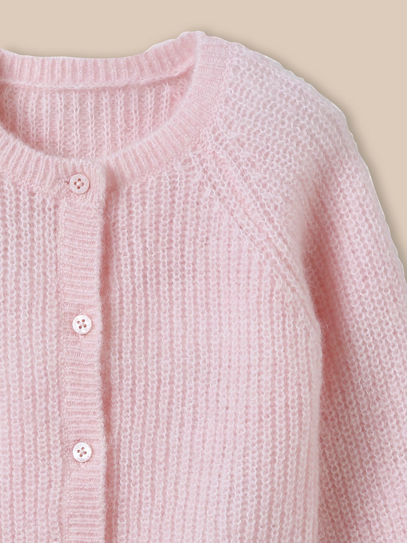 Baby-Cardigan aus Perlmuster-Strick, Wolle und Mohair