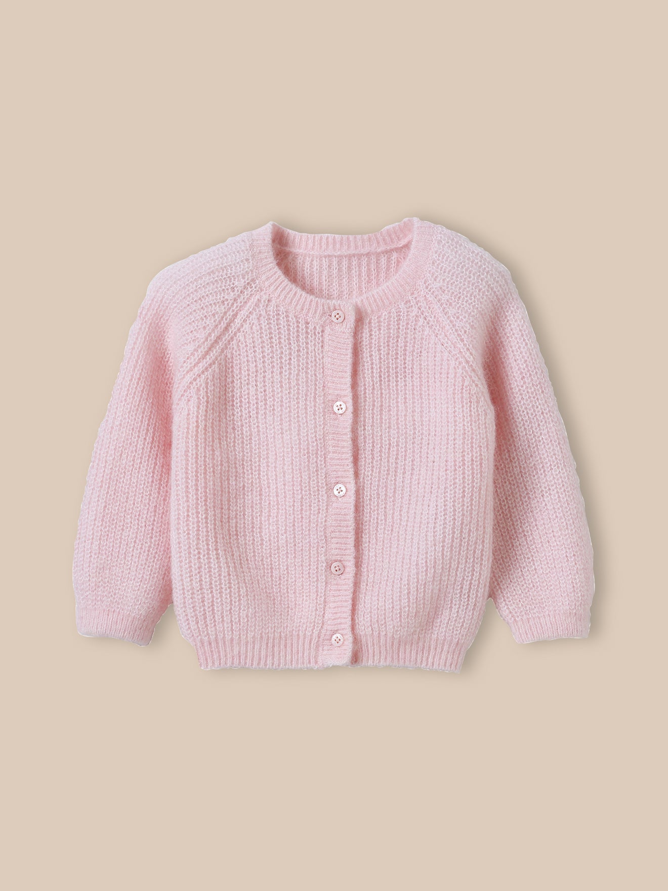Baby-Cardigan aus Perlmuster-Strick, Wolle und Mohair