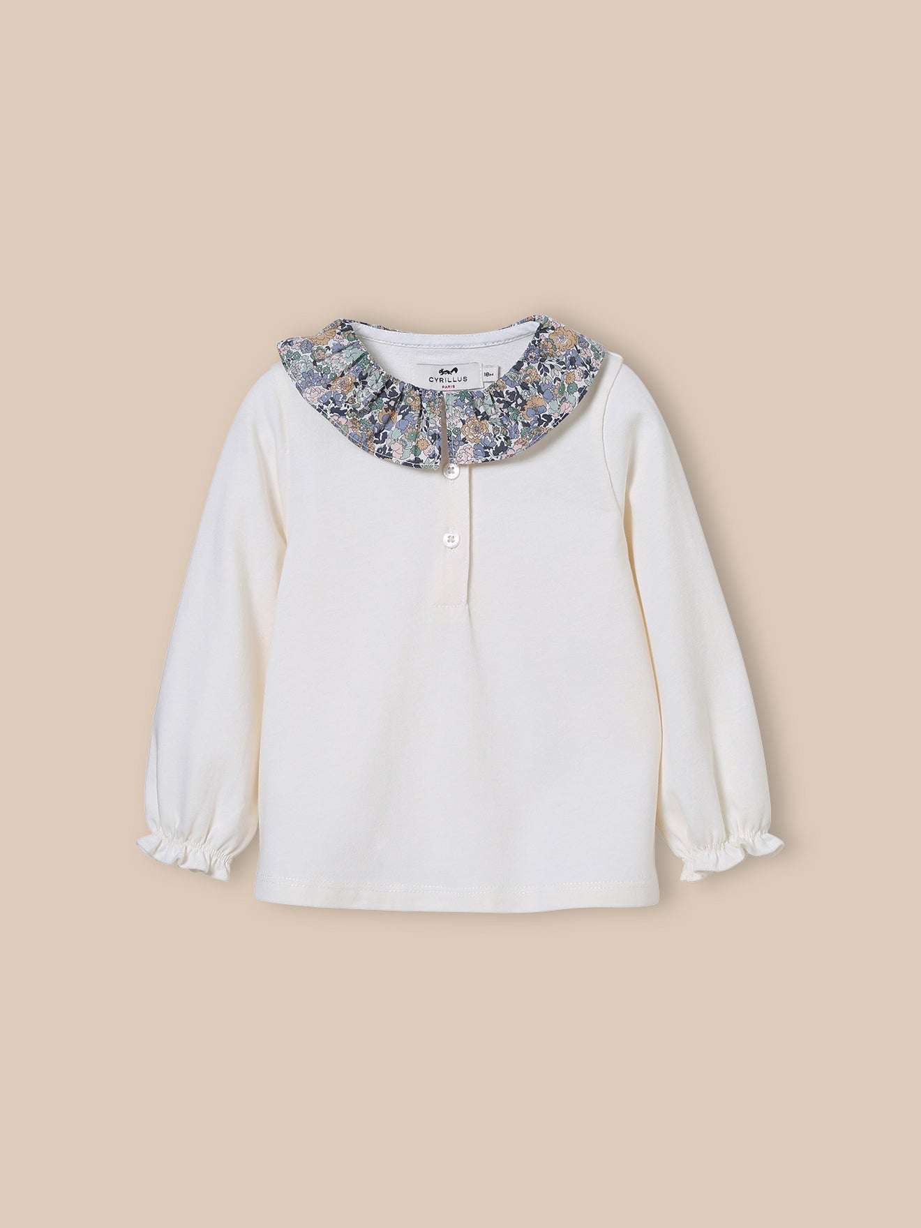 T-shirt col en tissu Liberty Bébé - Coton Biologique