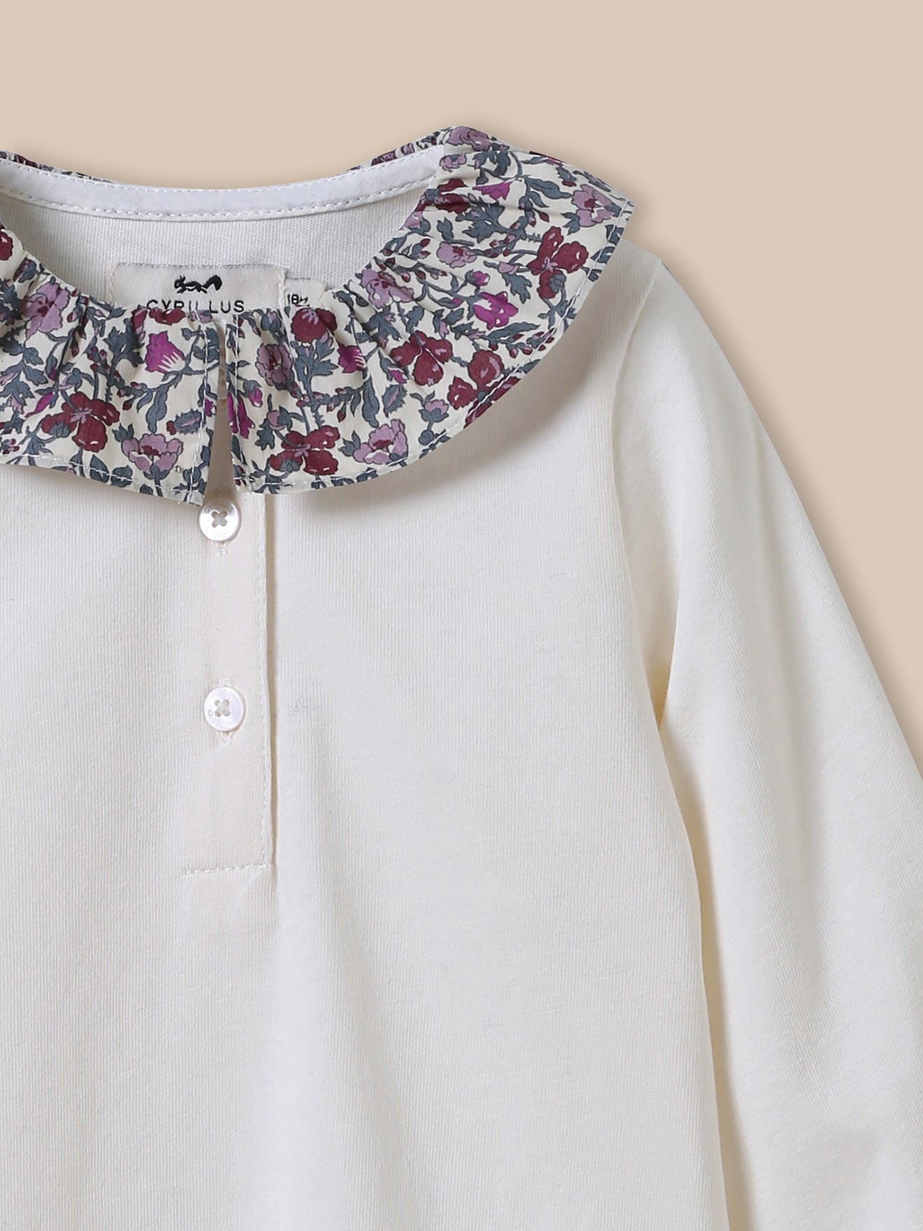 T-shirt col en tissu Liberty Bébé - Coton Biologique