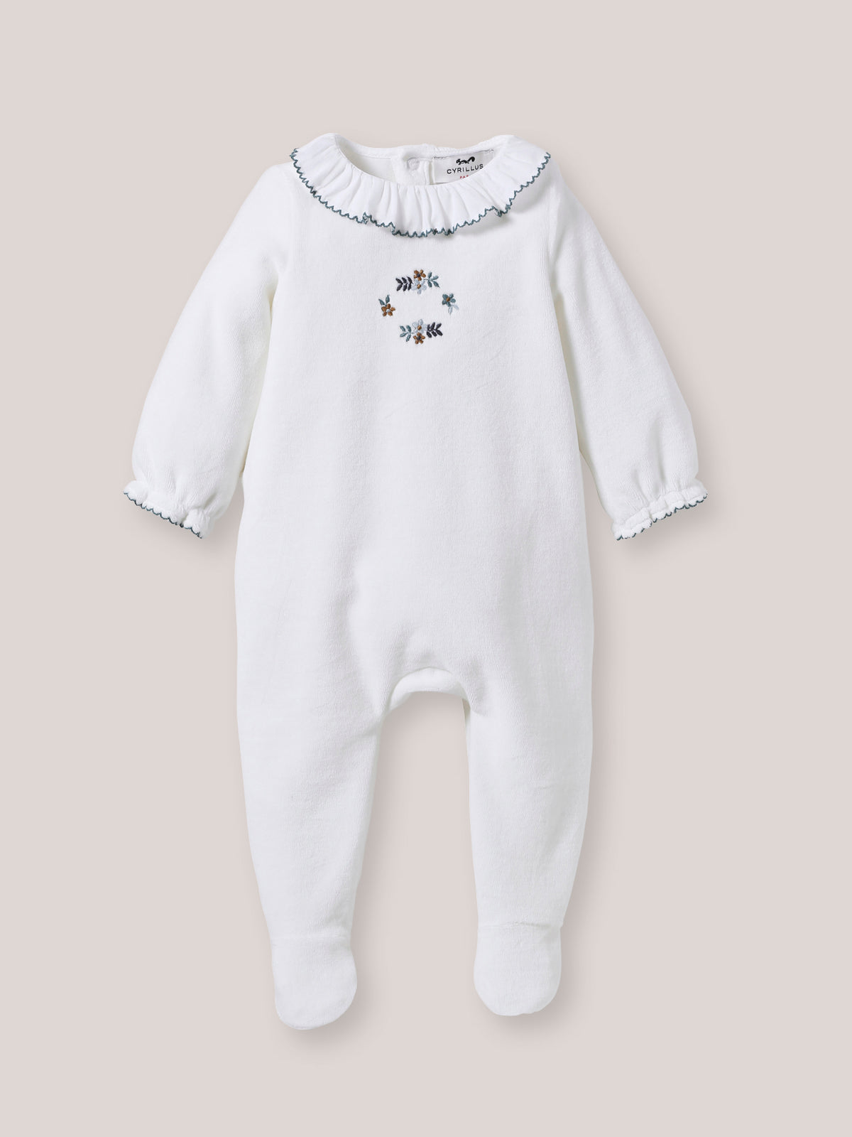 Dors-bien brodé en velours bouclettes Bébé
