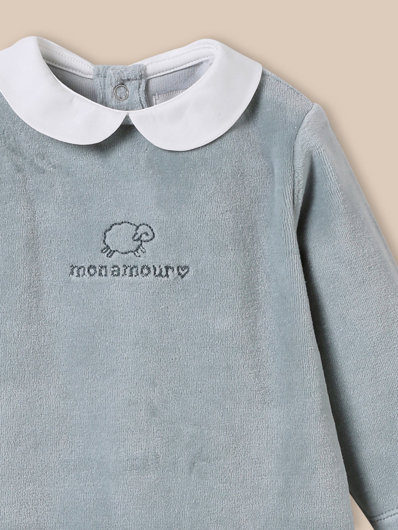 Baby-Strampler aus besticktem Velours