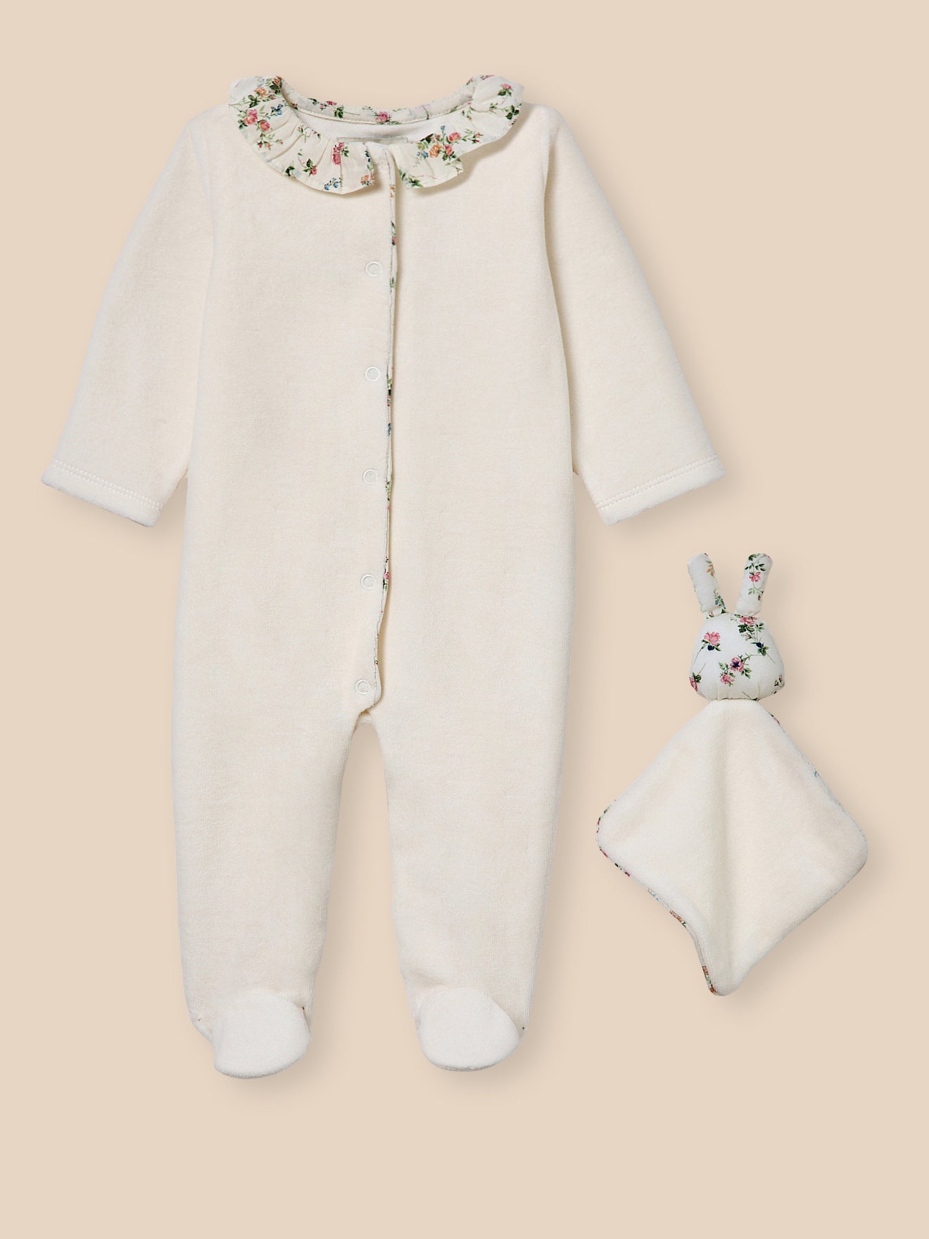 Dors-bien velours et tissu Liberty + doudou Bébé