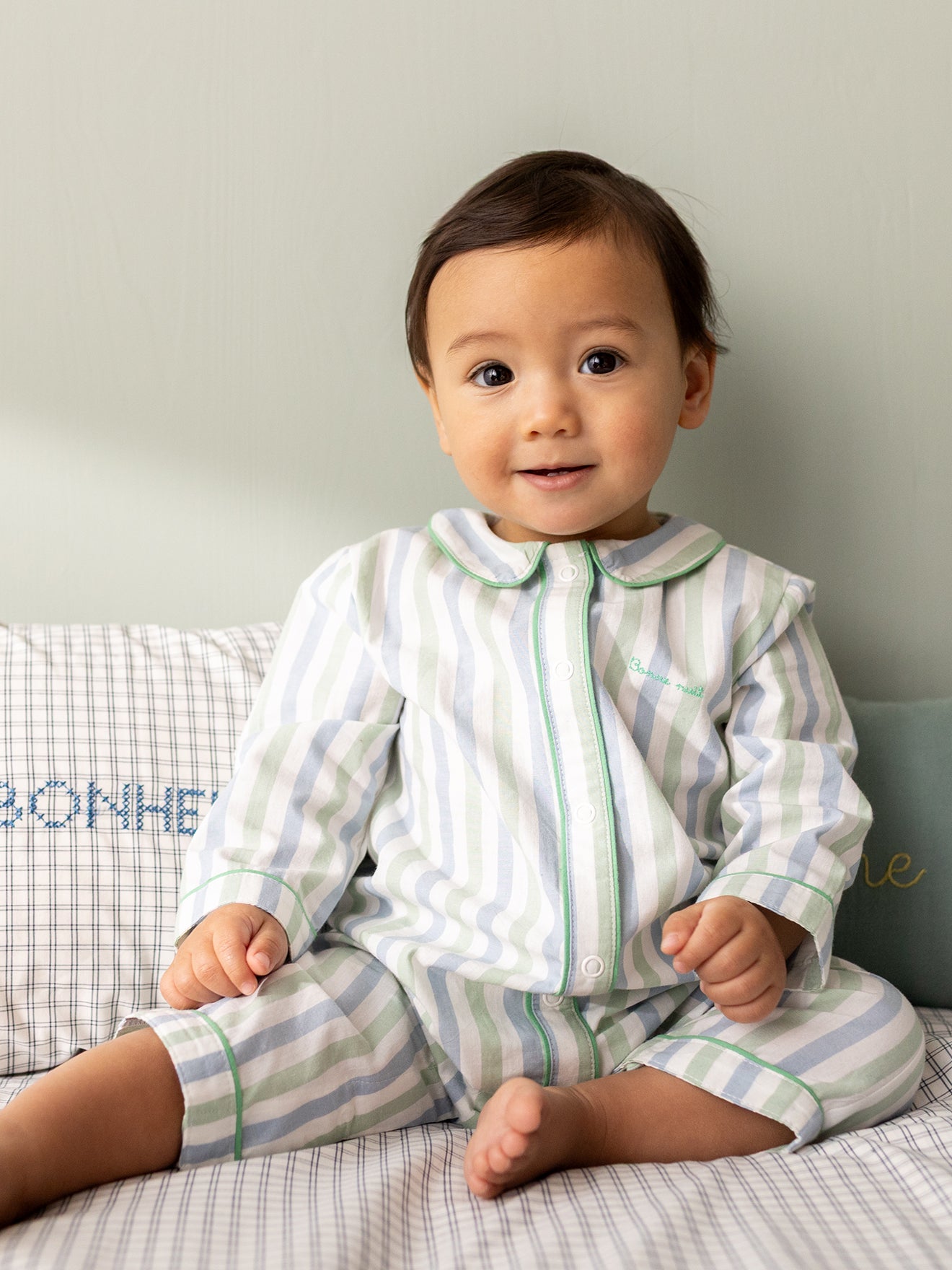 Gestreifter Baby-Pyjama - Bio-Baumwolle