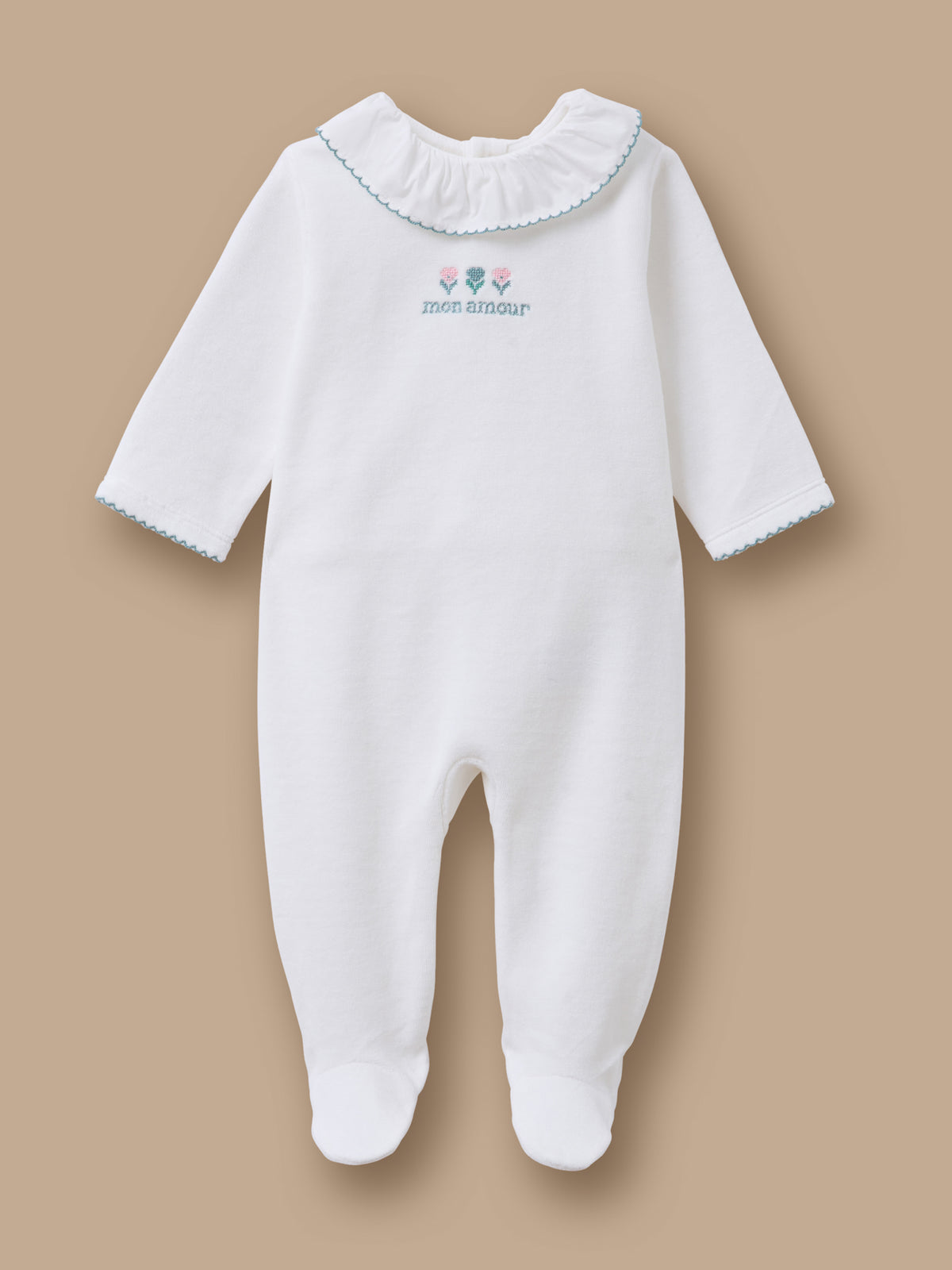 Bestickter Samt-Schlafanzug für Babys
