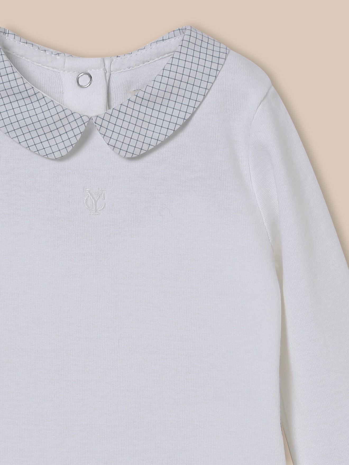Baby-Body mit kariertem Kragen – Bio-Baumwolle