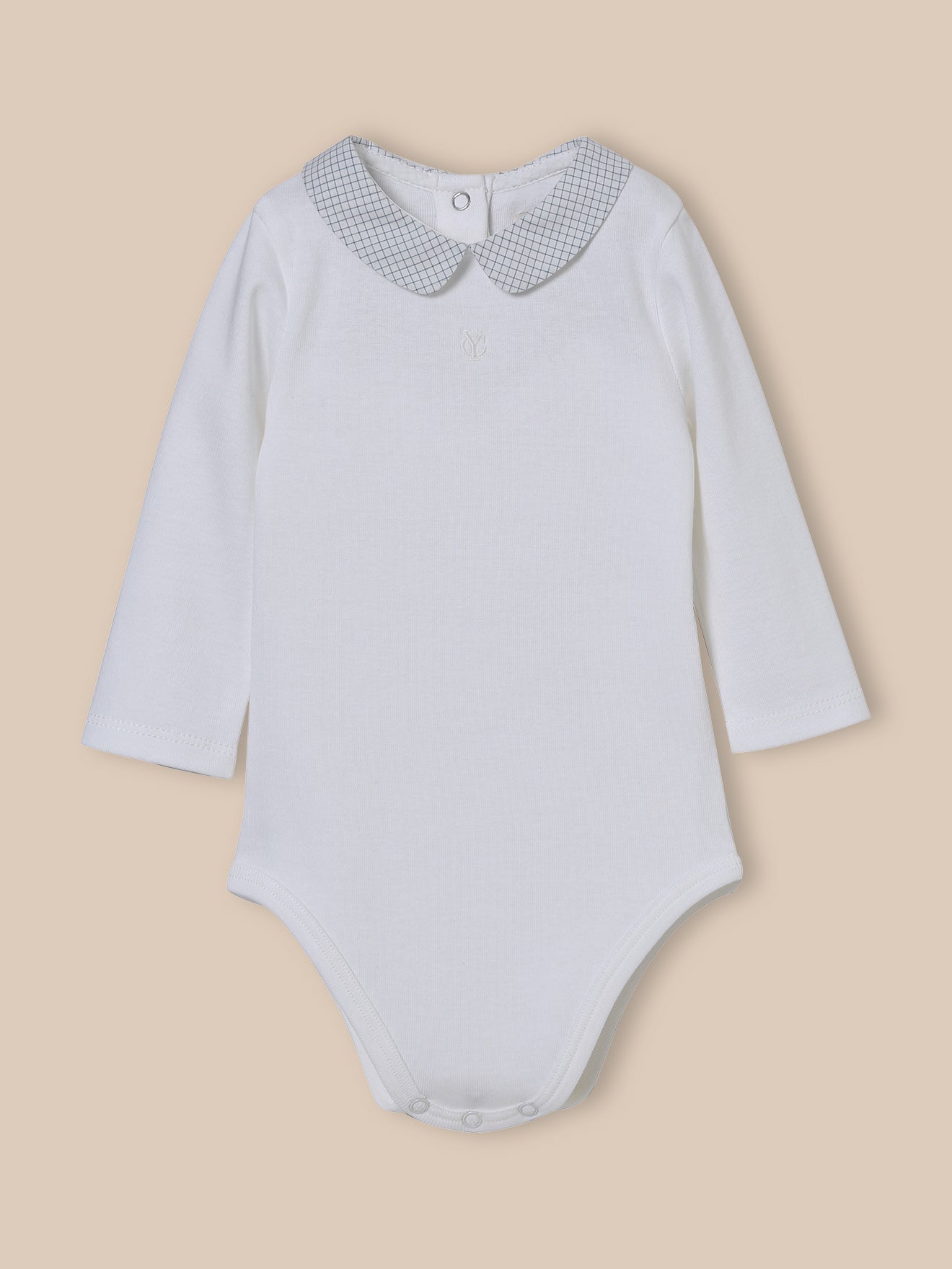 Baby-Body mit kariertem Kragen – Bio-Baumwolle