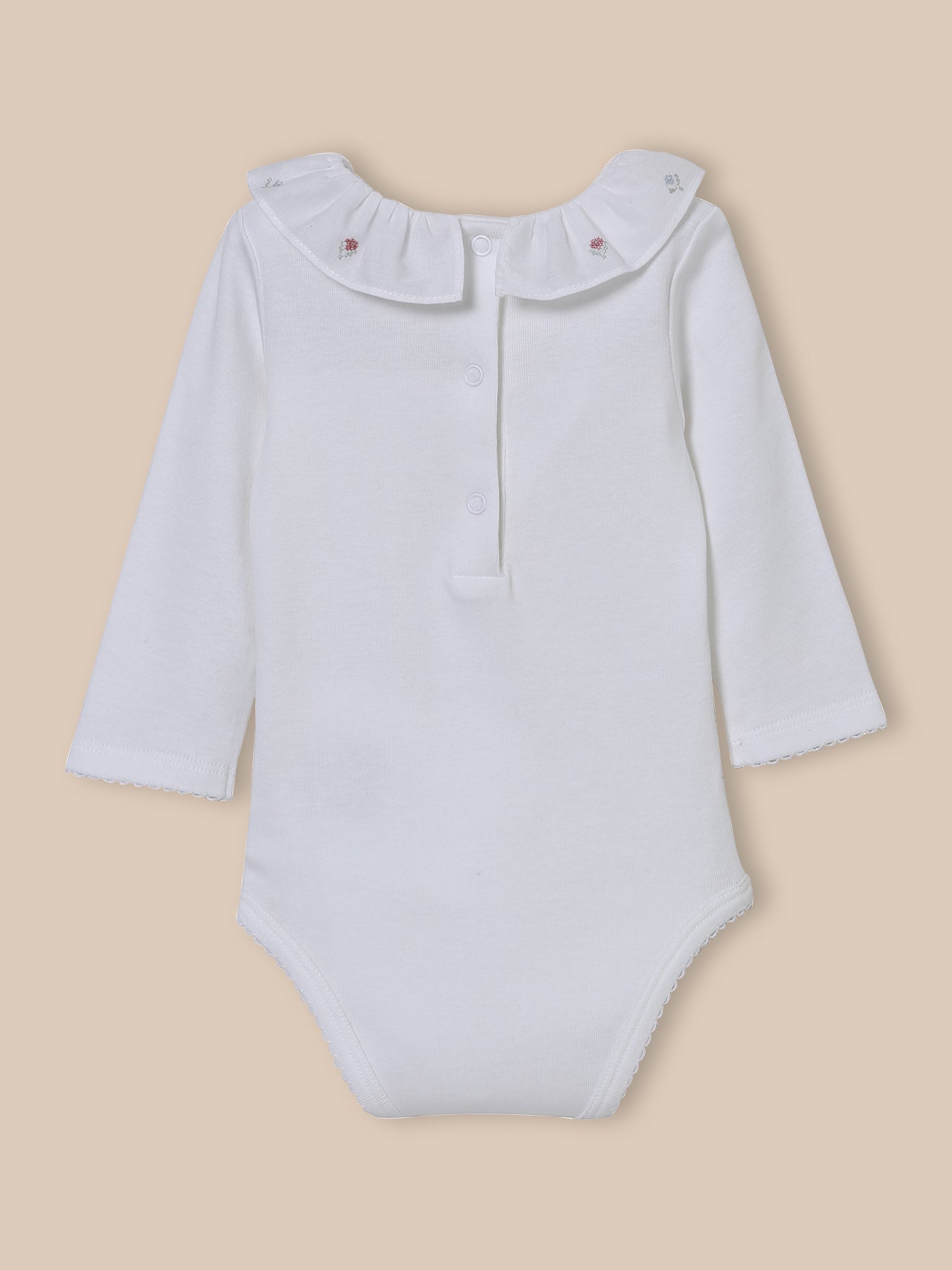 Baby-Body mit Stickkragen – Bio-Baumwolle