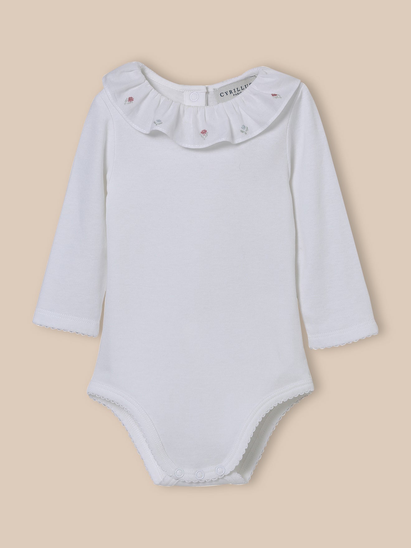 Baby-Body mit Stickkragen – Bio-Baumwolle