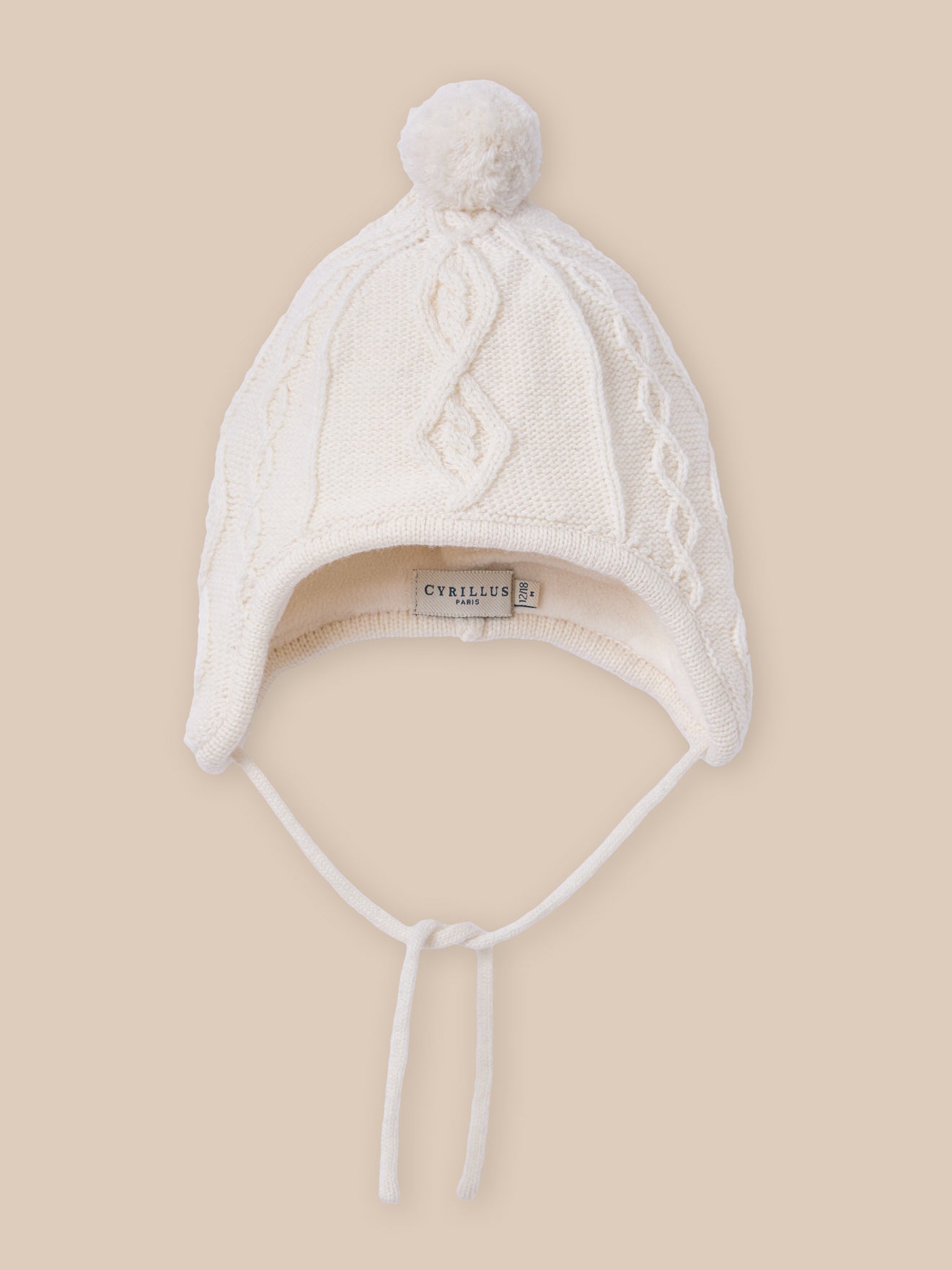 Baby-Peru-Mütze aus Wolle mit Fleece-Futter