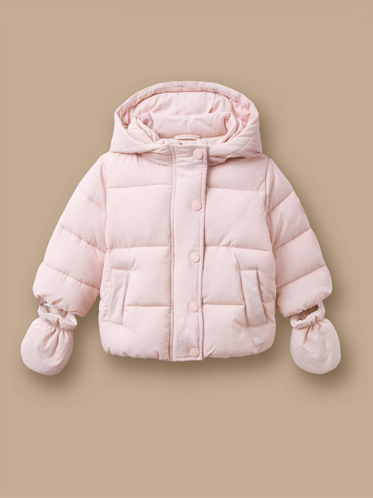Einfarbige Steppjacke mit Fleecefutter für Babys