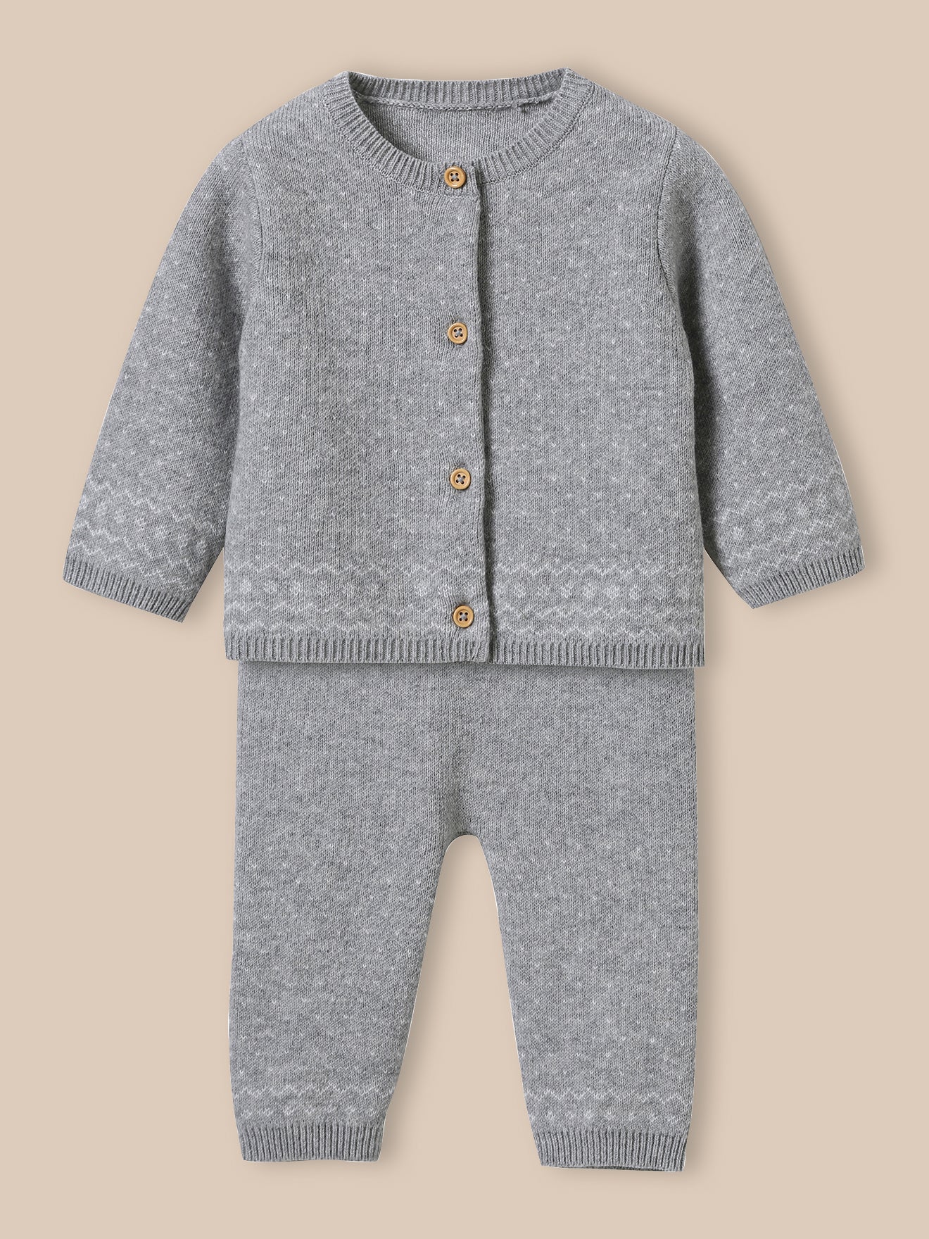 Babyset aus Wolle mit Jacquard-Muster
