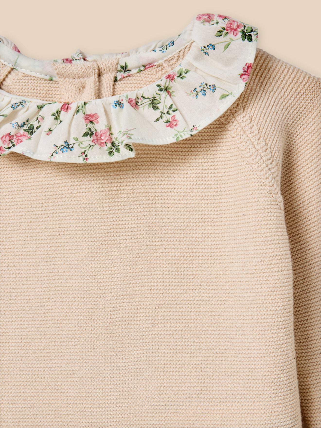 Set aus Strickwaren für Babys mit Kragen aus Liberty-Stoff