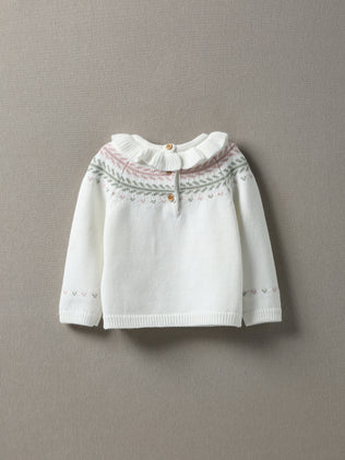 Babypullover mit Jacquard-Muster und Rüschenkragen