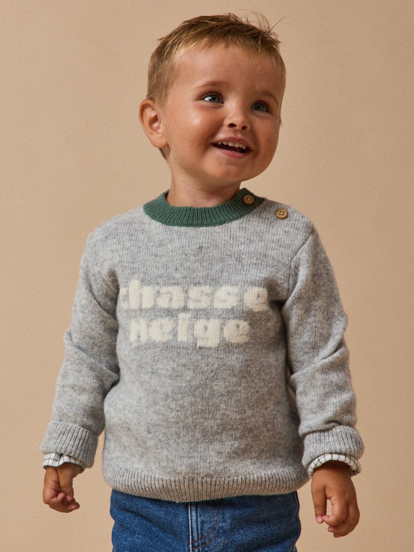 Babypullover aus Wolle mit Bärenmotiv