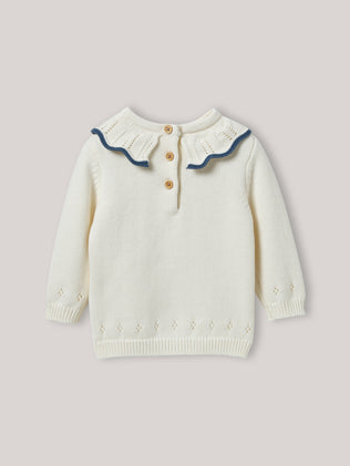 Pull à collerette en coton biologique et laine Bébé