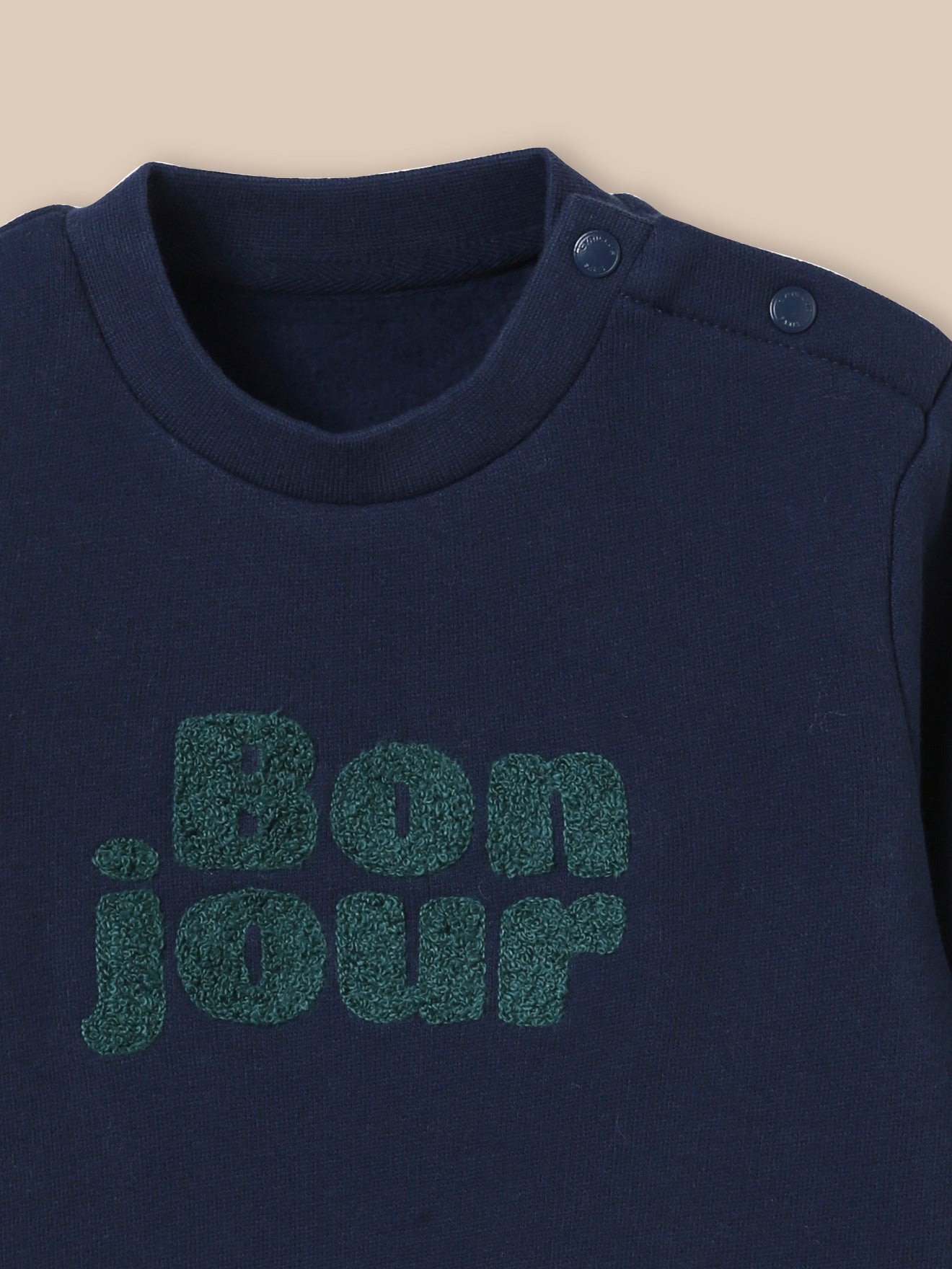 Baby-Sweatshirt « Bonjour » – Bio-Baumwolle