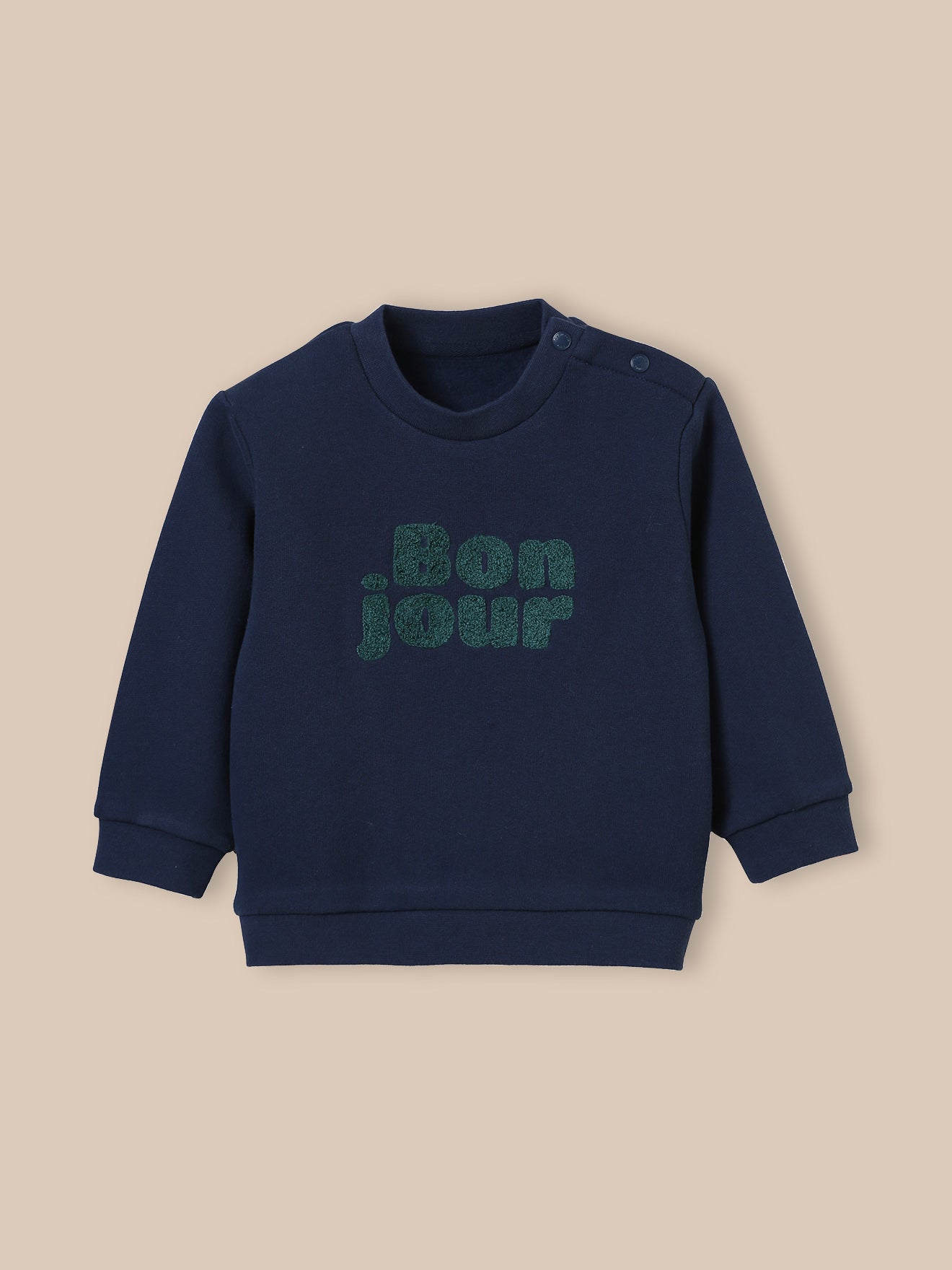 Baby-Sweatshirt « Bonjour » – Bio-Baumwolle