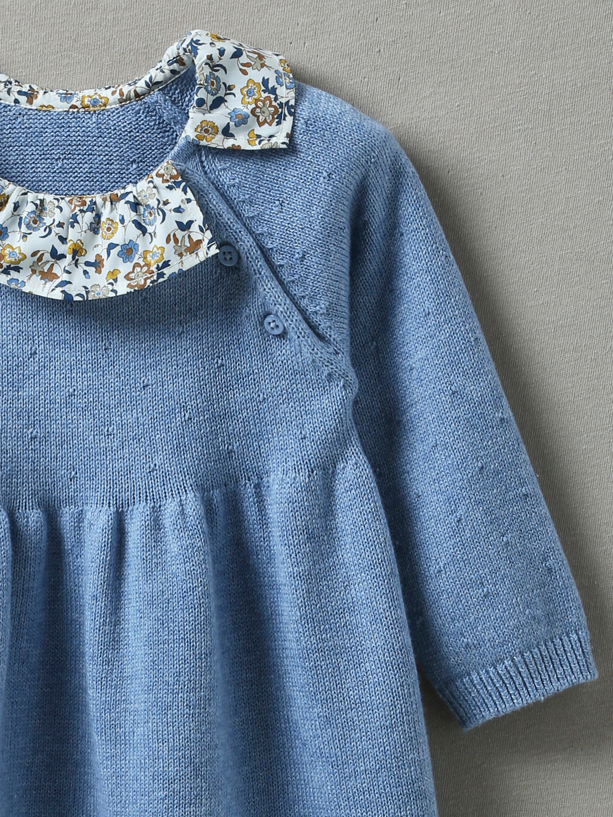 Robe en tricot Bébé col en tissu Liberty