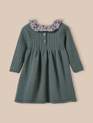 Baby-Strickkleid mit Kragen aus Liberty®-Stoff