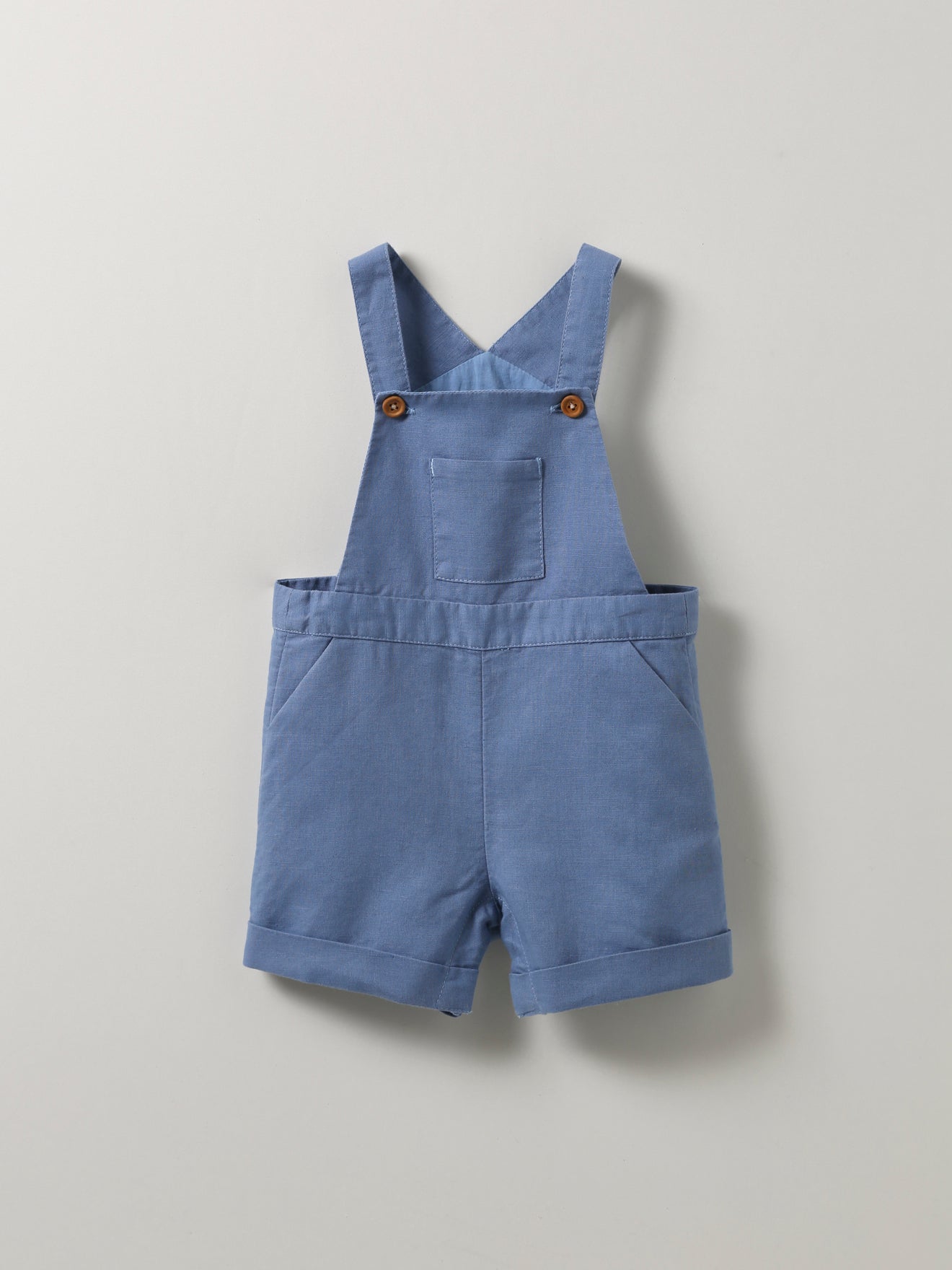 Baby-Latzhose aus Leinen und Baumwolle, kurz