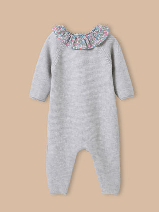 Combinaison en tricot Bébé col en tissu Liberty