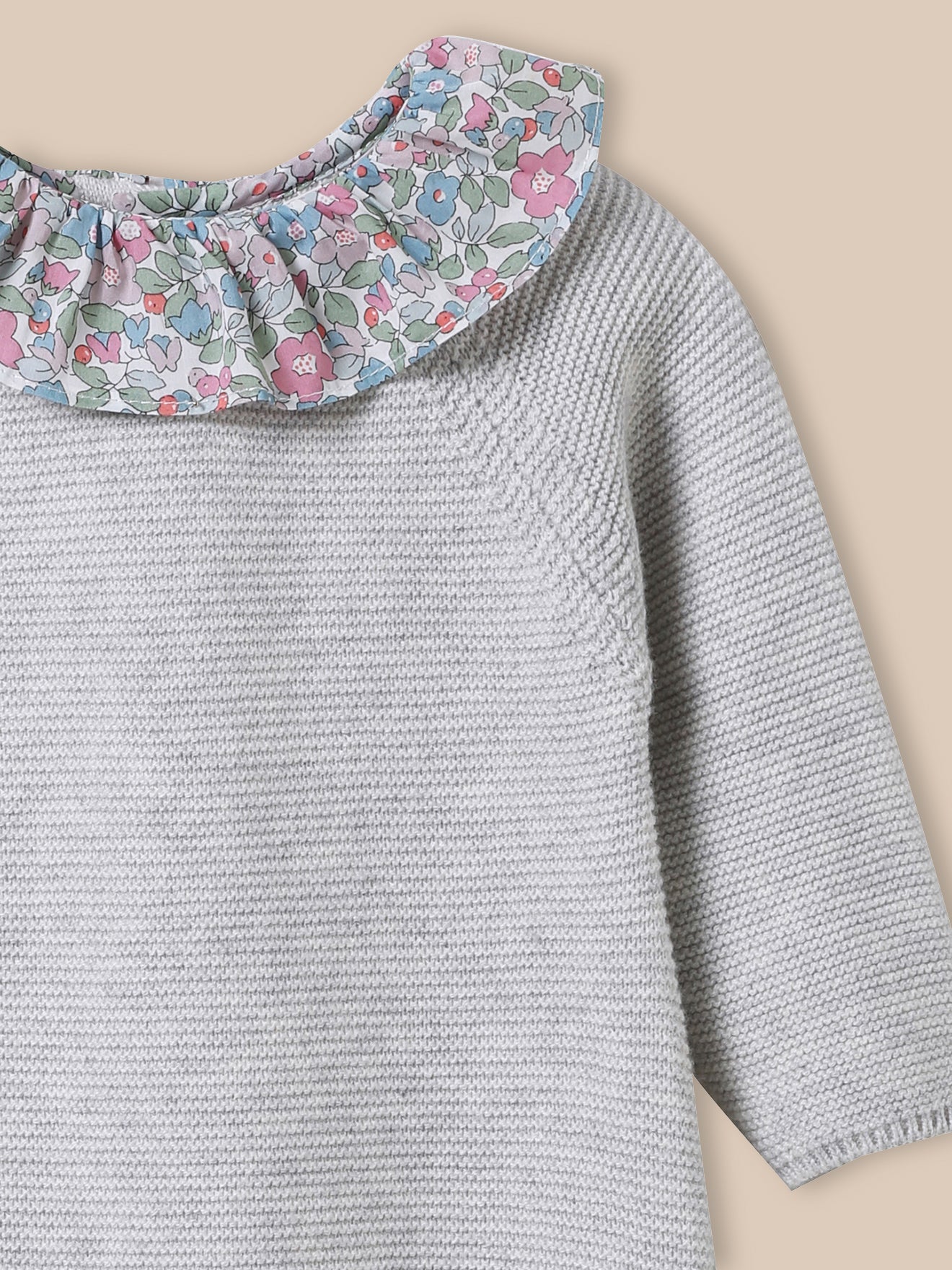 Combinaison en tricot Bébé col en tissu Liberty